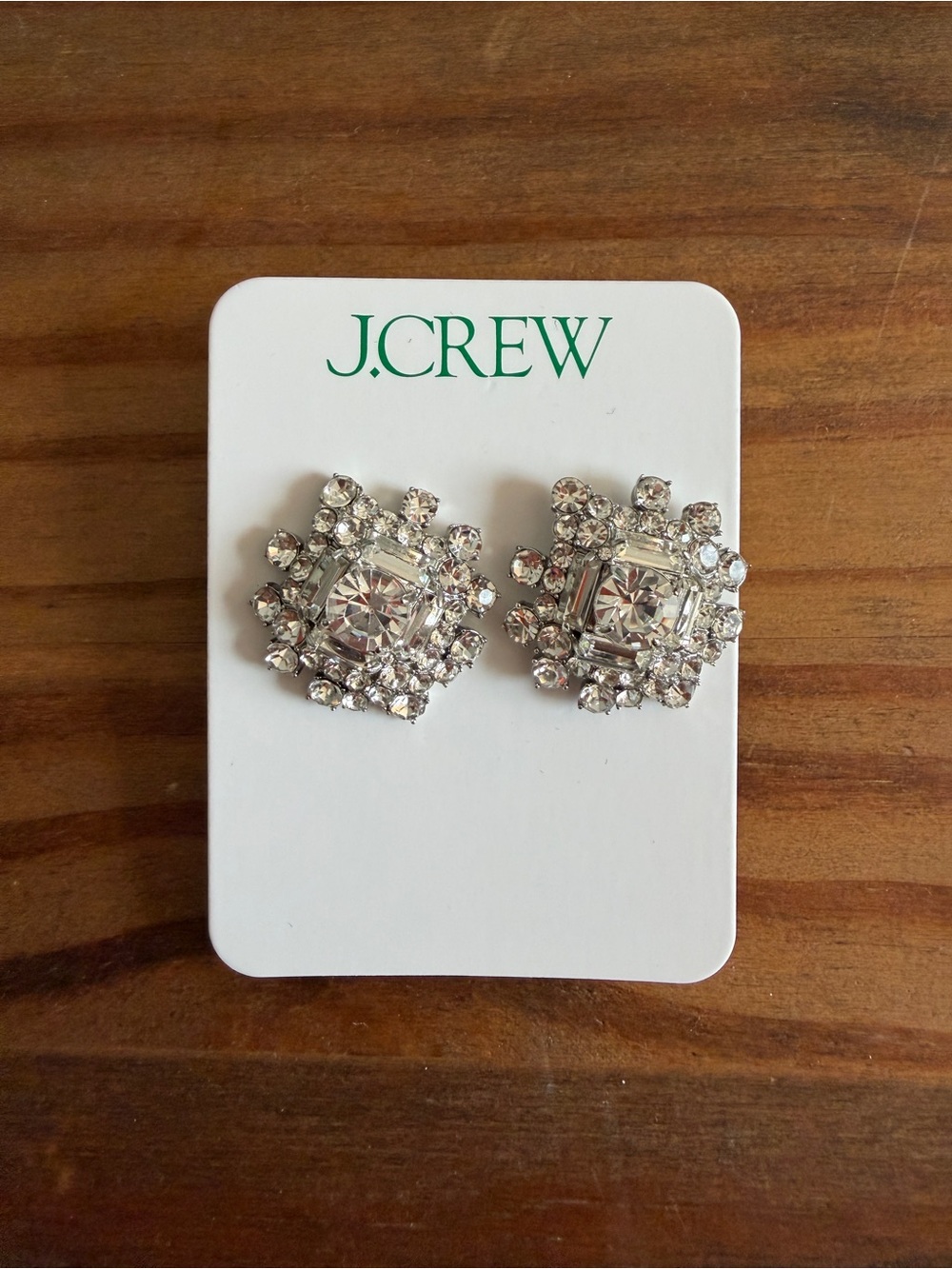 J. Crew Silver-Tone Crystal Cluster Stud Earrings